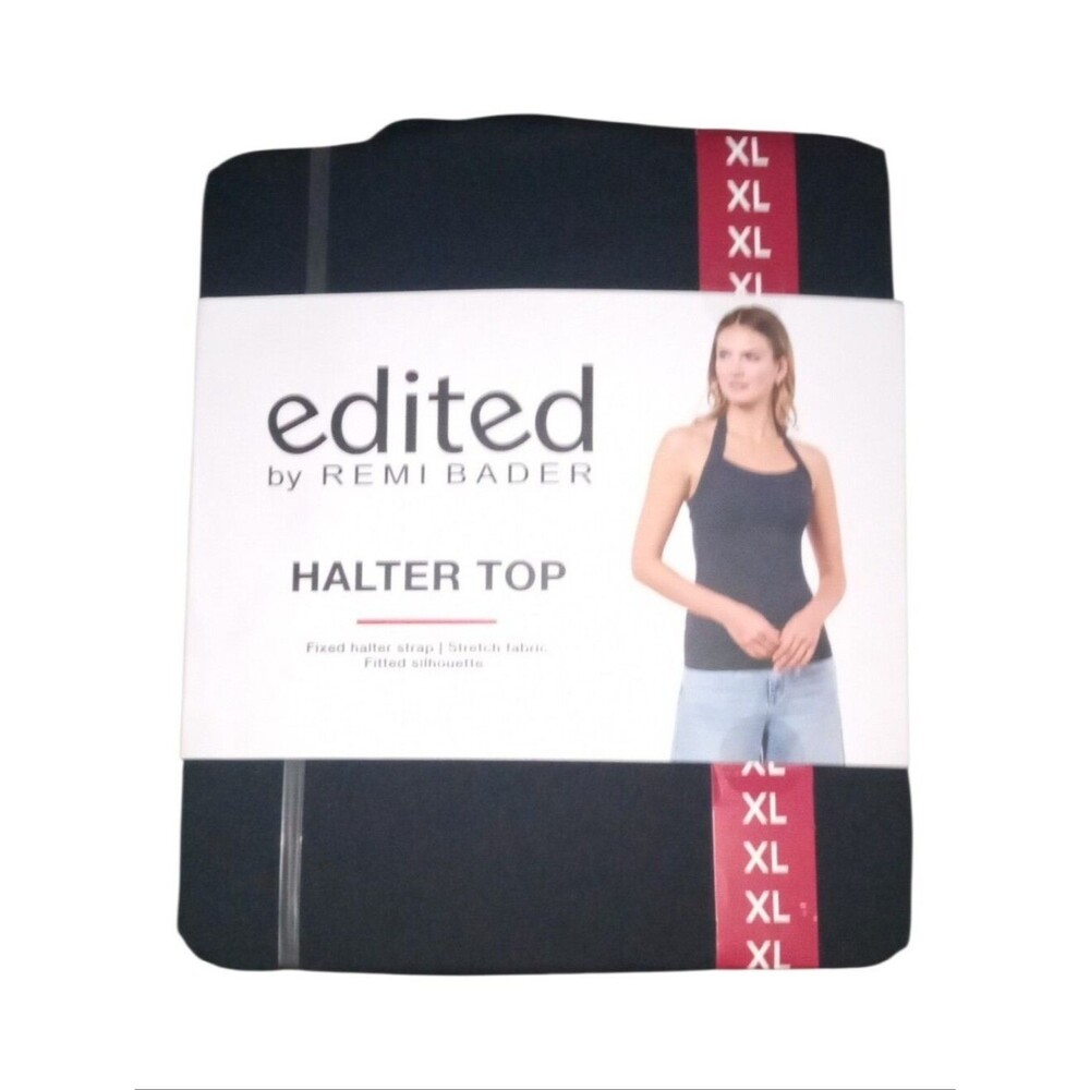 New Edited By Remi Bader Halter Top Black Size Extra Large NWT - Picture 4 of 4